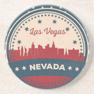 Porta-copos De Arenito Retro Las Vegas Skyline
