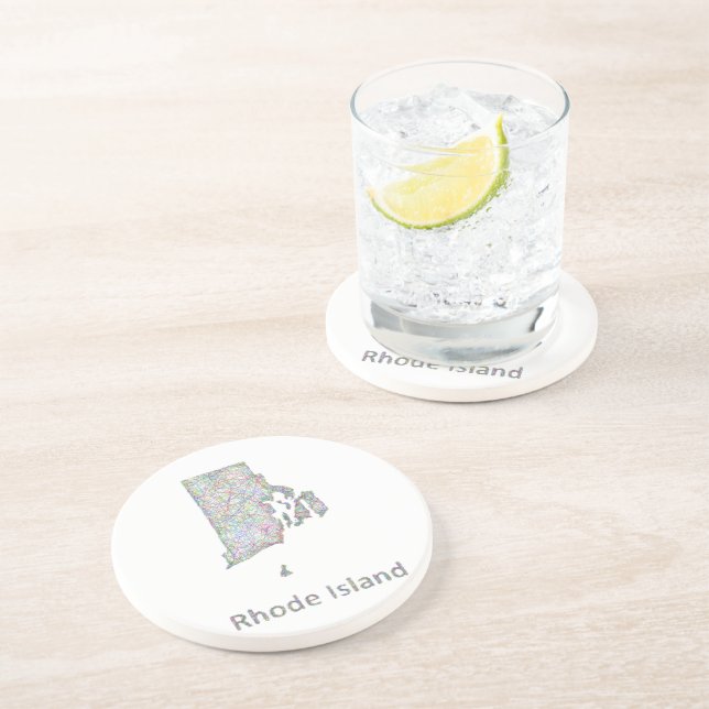 Porta-copos De Arenito Rhode - mapa da ilha (Lateral)