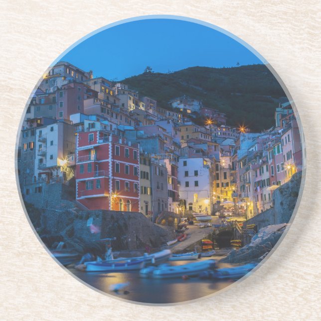 Porta-copos De Arenito Riomaggiore à noite Cinque Terre Liguria Itália (Frente)