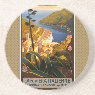 Porta-copos De Arenito Riviera Italiana Europa Itália Cartaz de Viagem