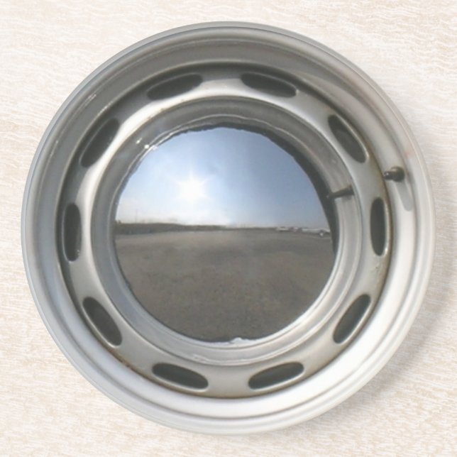 Porta-copos De Arenito Roda de carro de 356 clássicos (borda) com hubcap (Frente)