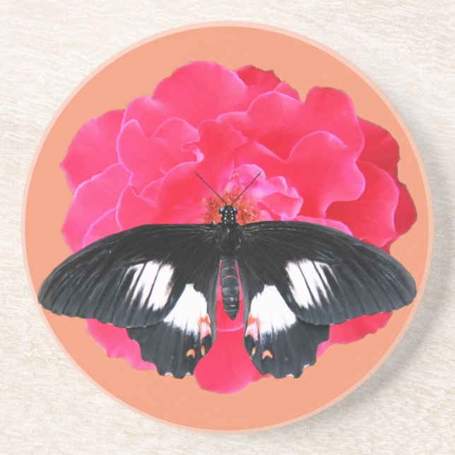 Porta-copos De Arenito Rosa e Swallowtail (Frente)