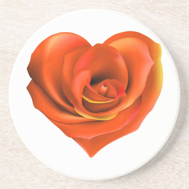 Porta-copos De Arenito Rosa Heart Bright Orange (Frente)