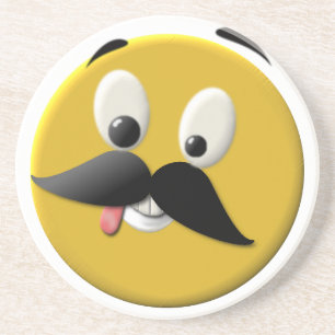 Porta-copos De Arenito Rosto Feliz Idiota com bigode