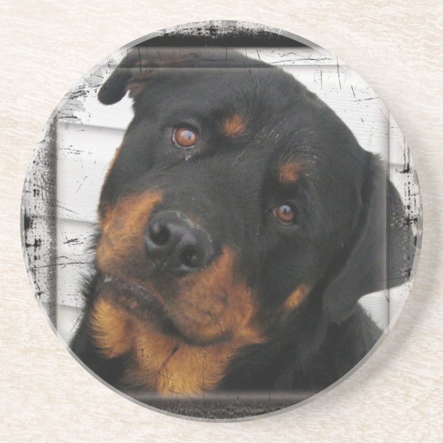 Porta-copos De Arenito Rottweiler personalizado (Frente)