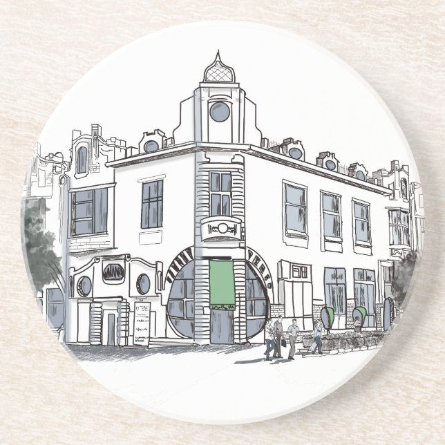 Porta-copos De Arenito rua da cidade antiga (Frente)