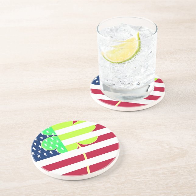 Porta-copos De Arenito Rua de Clover do Bandeira Irlandesa Americana Sham (Lateral)