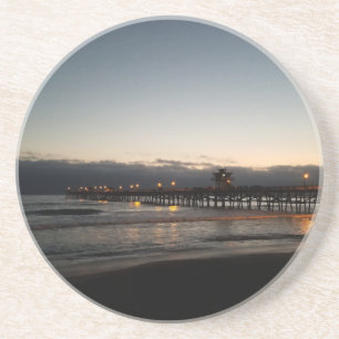 Porta-copos De Arenito San clemente pier night time oceano california