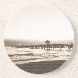 Porta-copos De Arenito San Clemete píer California - Foto de vintage