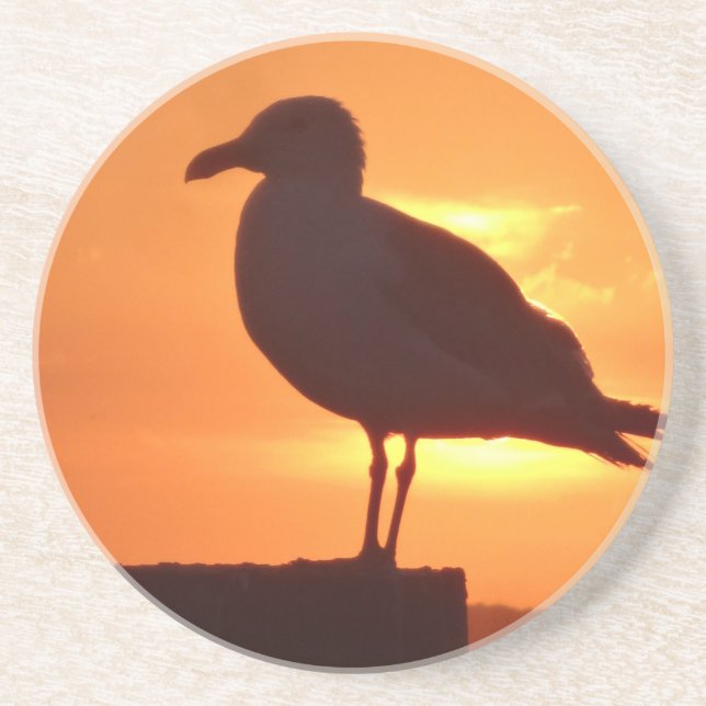 Porta-copos De Arenito Seagull Sunset (Frente)