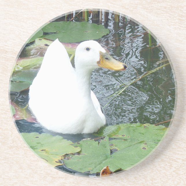 Porta-copos De Arenito Seja feliz Duque (Frente)