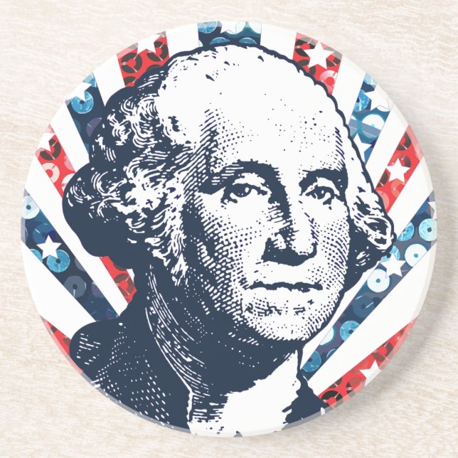 Porta-copos De Arenito sequin george washington (Frente)