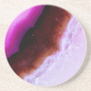 Porta-copos De Arenito Série Gemstone - Agato Roxo Com Quartz