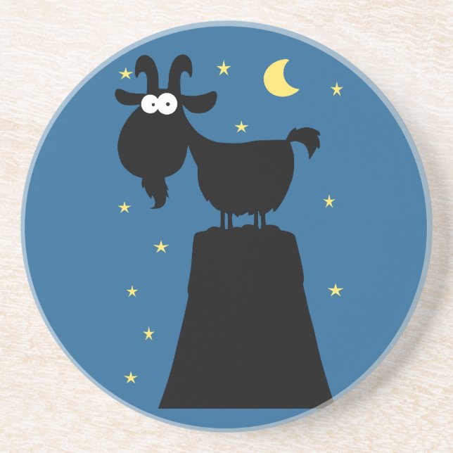 Porta-copos De Arenito Silhuette of Goat on Mountain (Frente)