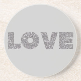 Porta-copos De Arenito Silver Glitter Love