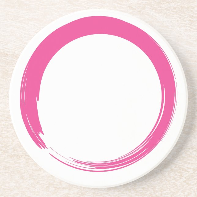 Porta-copos De Arenito Símbolo Zen Rosa / Círculo Enso (Frente)
