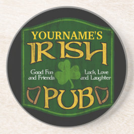 Porta-copos De Arenito Sinal irlandês personalizado do bar