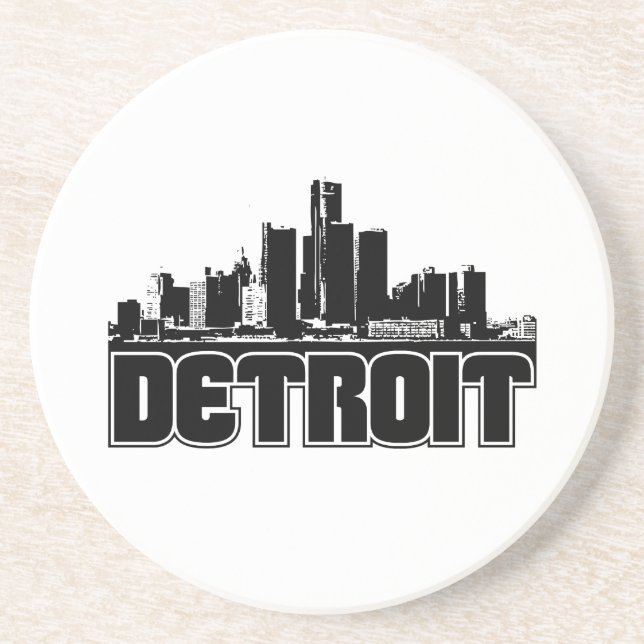 Porta-copos De Arenito Skyline de Detroit (Frente)
