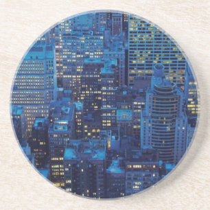 Porta-copos De Arenito Skyline de NYC, opinião de ângulo alto no