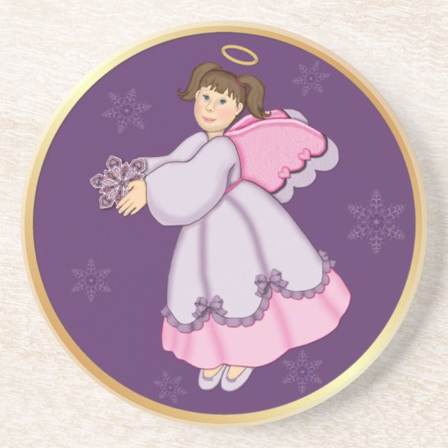 Porta-copos De Arenito Snowflake Angel (Frente)