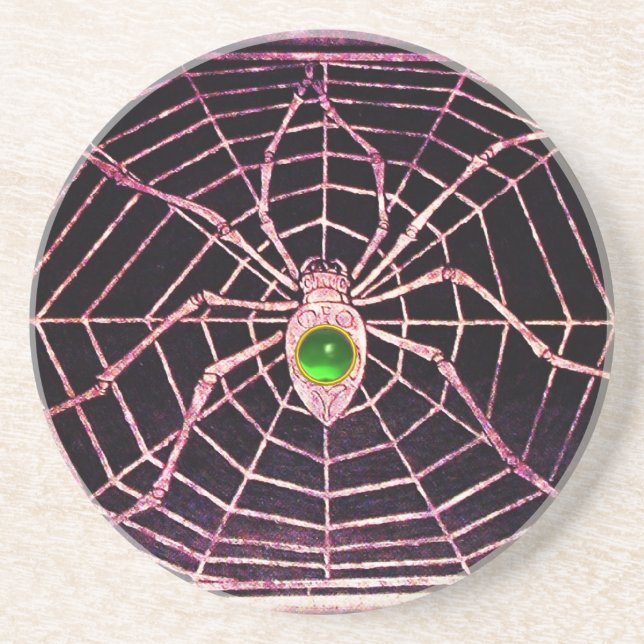 Porta-copos De Arenito SPIDER E WEB Green Emerald Black (Frente)
