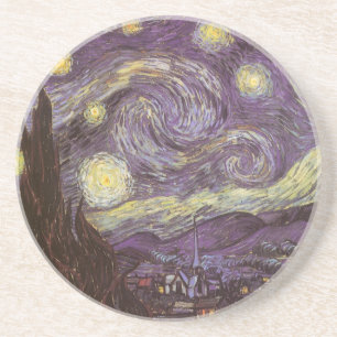 Porta-copos De Arenito Starry Night por Vincent van Gogh, Vintage Fine Ar
