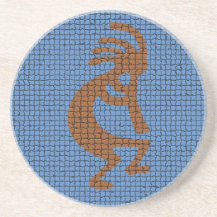 Porta-copos De Arenito Sudoeste Kokopelli com o mosaico do tom da terra