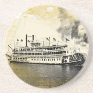 Porta-copos De Arenito Suporte Vintage Nova Orleans Rio Stern Wheeler