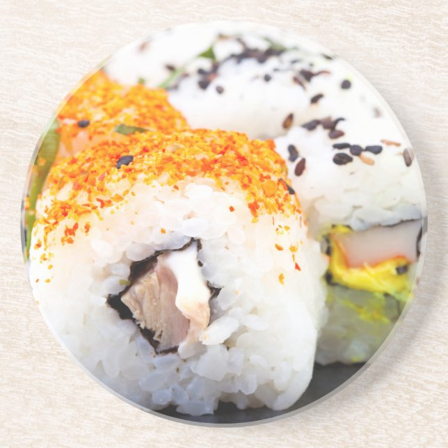 Porta-copos De Arenito Sushi num prato (Frente)