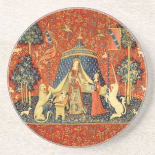 Porta-copos De Arenito Tapeçaria Medieval Lady e O Unicórnio: Arte France