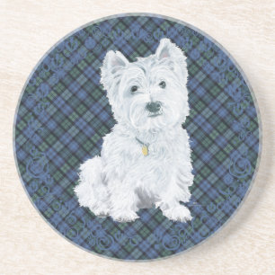 Porta-copos De Arenito Tartan Black Watch Westie