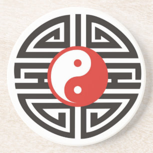 Porta-copos De Arenito Tatuagem Yin & Yang