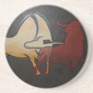 Porta-copos De Arenito Taurean Bulls Animal Abstrato Art