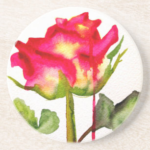 Porta-copos De Arenito Tea Rosa aquosa híbrido cor-de-água, moderna arte