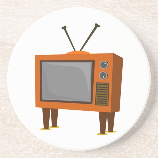 Porta-copos De Arenito Televisão do vintage (Frente)