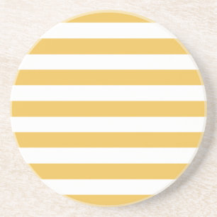 Porta-copos De Arenito Tendy Yellow e White Wide Horizontal Stripes