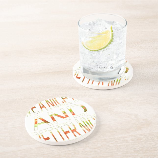 Porta-copos De Arenito Tenha um belo dia (Lateral)