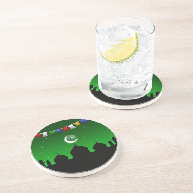 Porta-copos De Arenito Terra Colorida com Mesquita (Lateral)