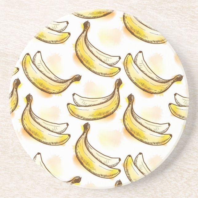 Porta-copos De Arenito Teste padrão com banana (Frente)