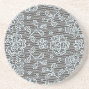 Porta-copos De Arenito Teste padrão do laço, vintage 6 da flor