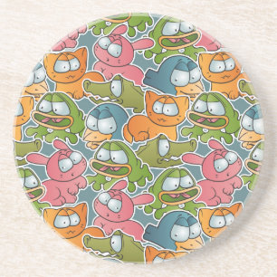 Porta-copos De Arenito Teste padrão do vintage com animais dos desenhos