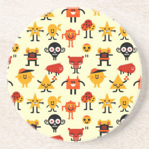 Porta-copos De Arenito Teste padrão engraçado dos monstro