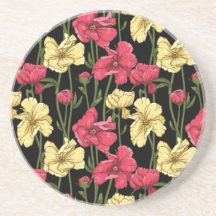 Porta-copos De Arenito Teste padrão floral elegante 2