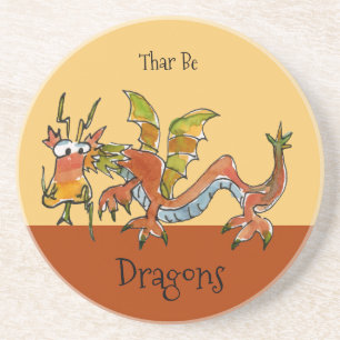 Porta-copos De Arenito Thar Be Dragon