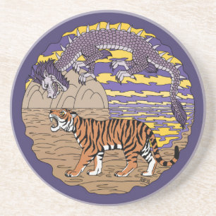Porta-copos De Arenito Tiger e Dragon