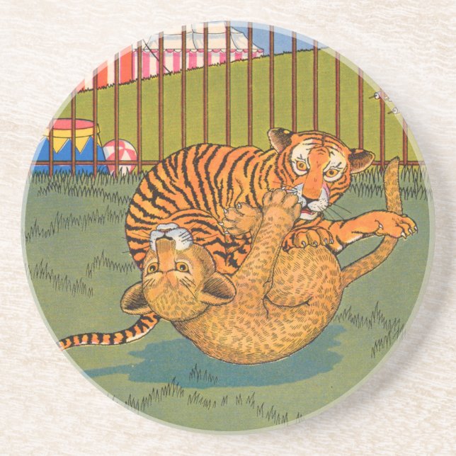 Porta-copos De Arenito tigre e luta-leopardo (Frente)
