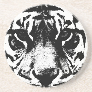 Porta-copos De Arenito Tigre preto e branco