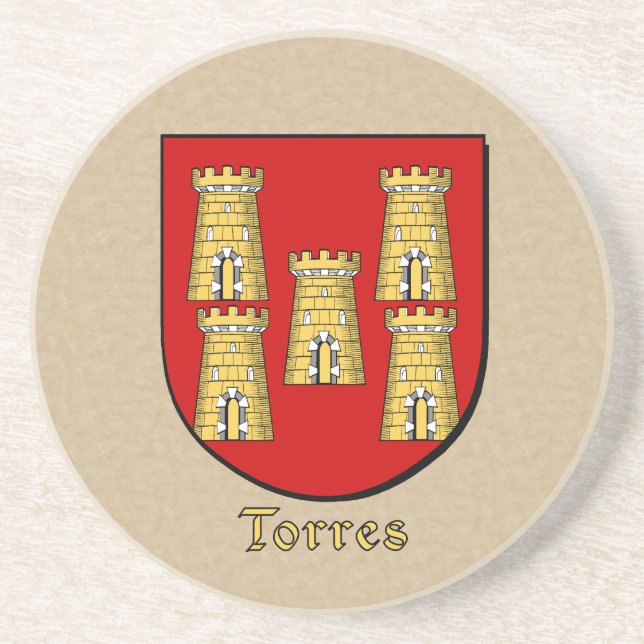 Porta-copos De Arenito Torres Heraldic Shield (Frente)