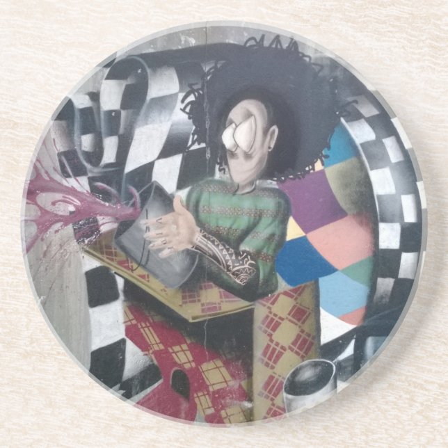 Porta-copos De Arenito Trabalho de arte abstrato Grafite (Frente)