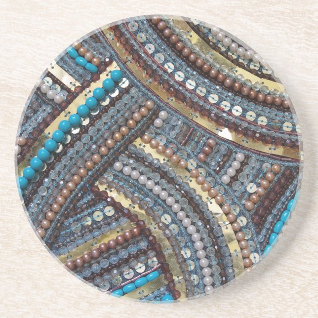 Porta-copos De Arenito Turquesa elegante sequenciada (Frente)